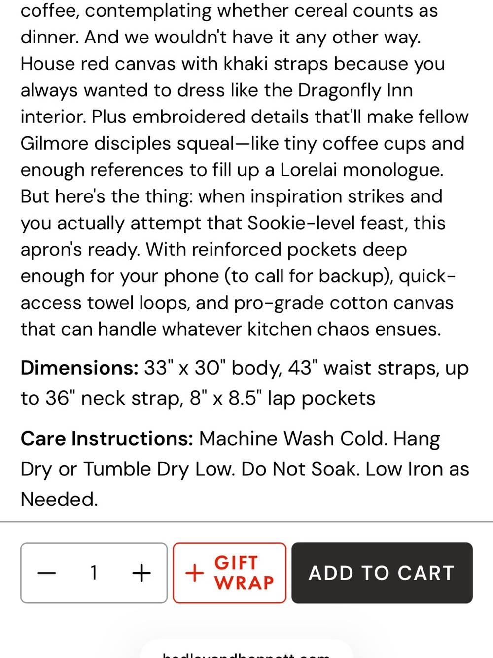 Hedley & Bennett Gilmore Girls Essential Apron - Picture 8 of 10